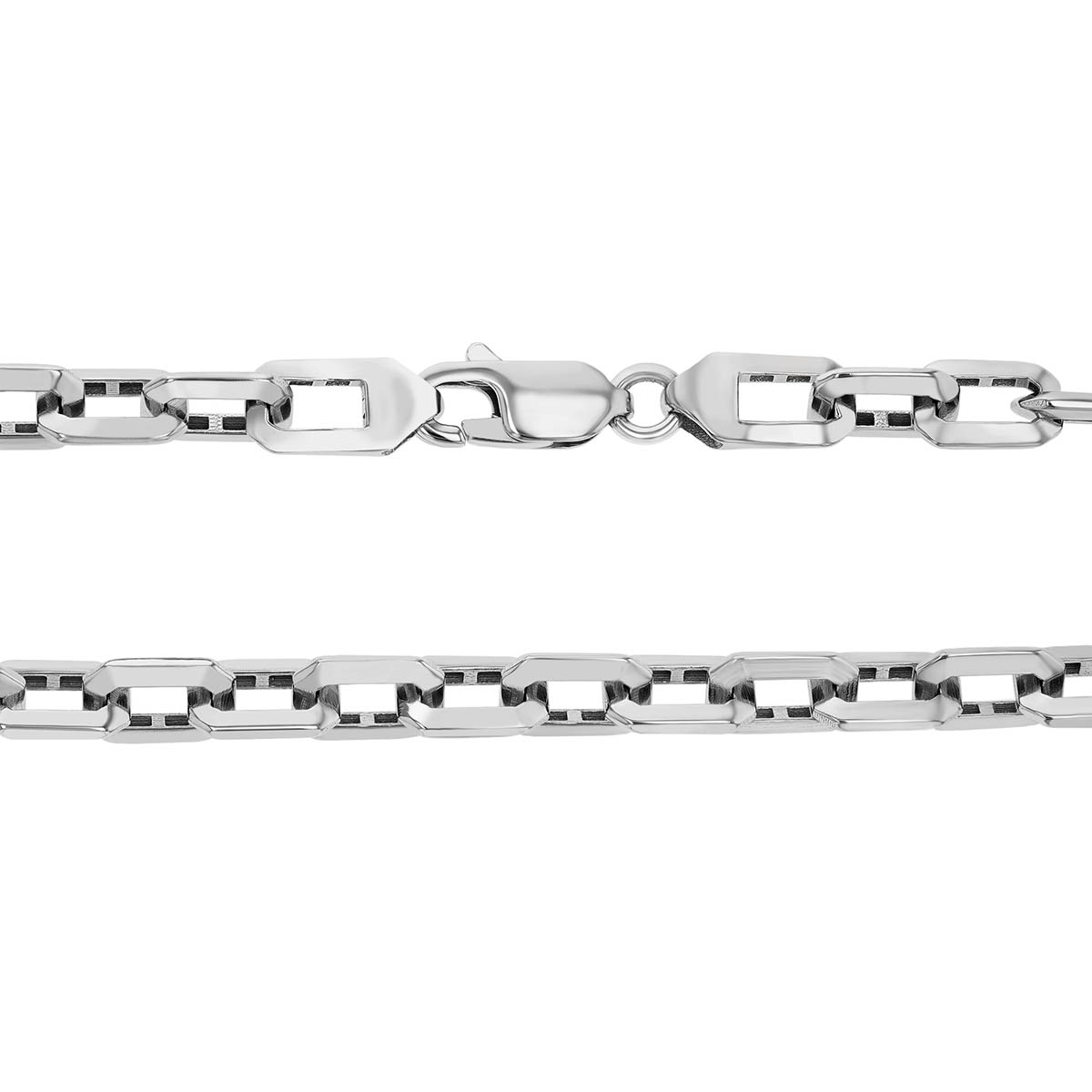 White Gold Squared Edge Paperclip Chain Necklace, 18