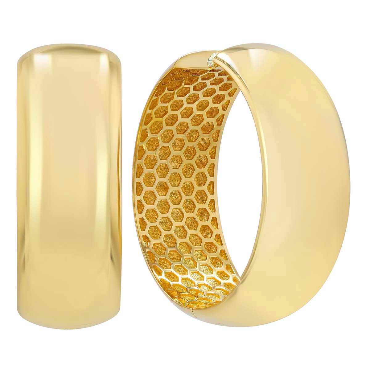 Yellow Gold Rounded Endless Hoop Earrings, 25 mm