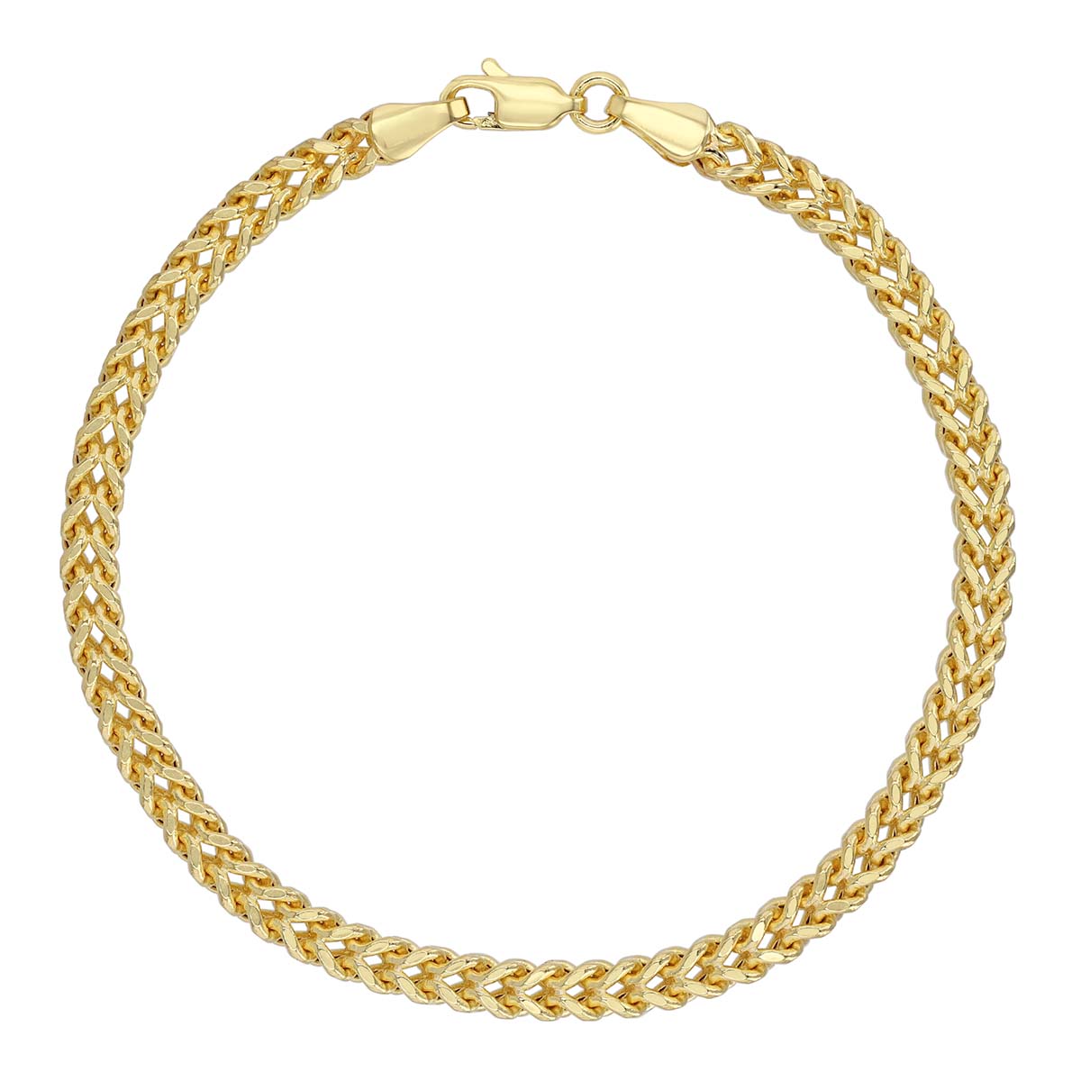 Yellow Gold 3.4 mm Franco Chain Bracelet, 8