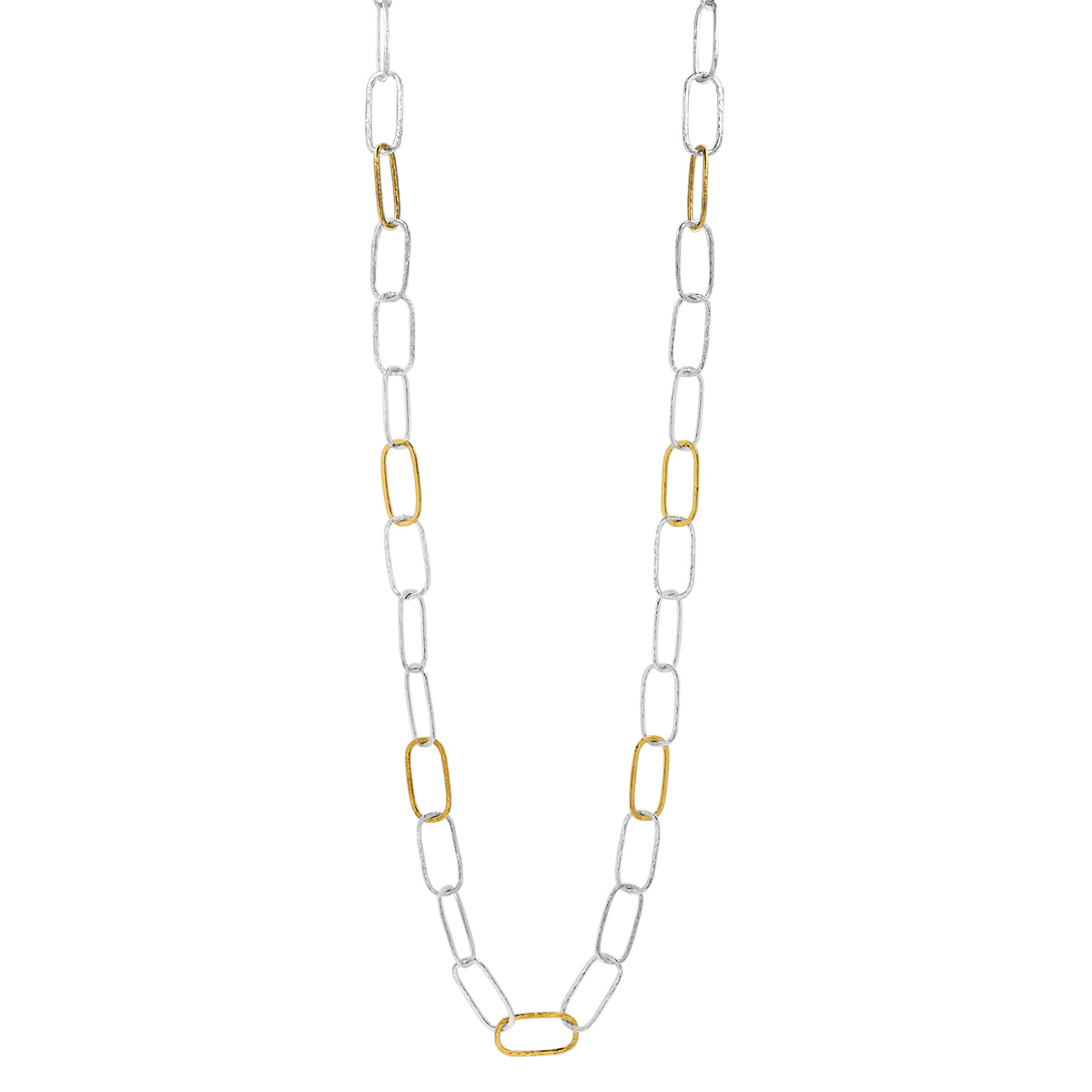 Gurhan Sterling Silver & Yellow Tone Station Paperclip Link Chain Necklace, 36