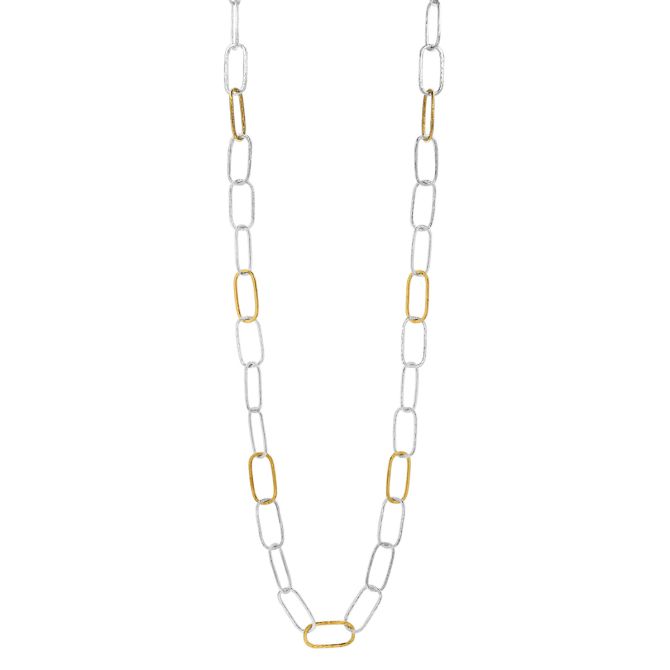 Gurhan Sterling Silver & Yellow Tone Station Paperclip Link Chain Necklace, 36"