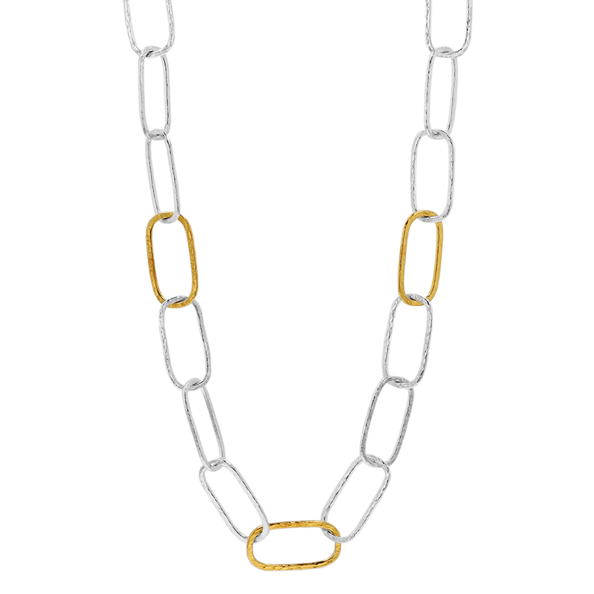Gurhan Sterling Silver & Yellow Tone Station Paperclip Link Chain Necklace, 36