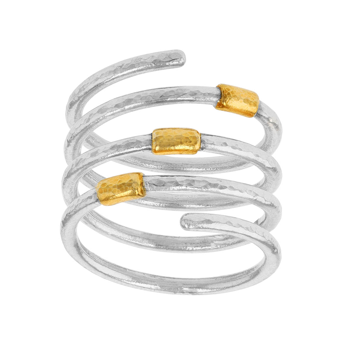 Gurhan Sterling Silver Wrap Ring with Yellow Tone Stations