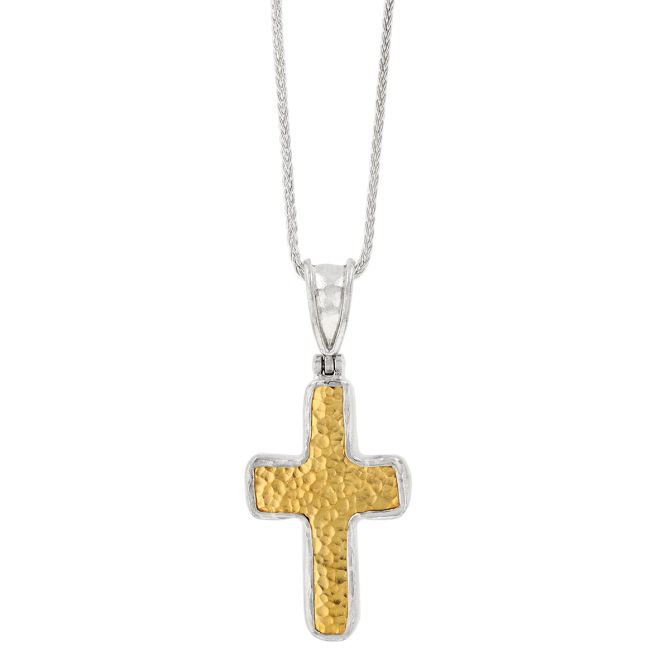 Gurhan Yellow Tone & Sterling Silver Cross Pendant, 18"