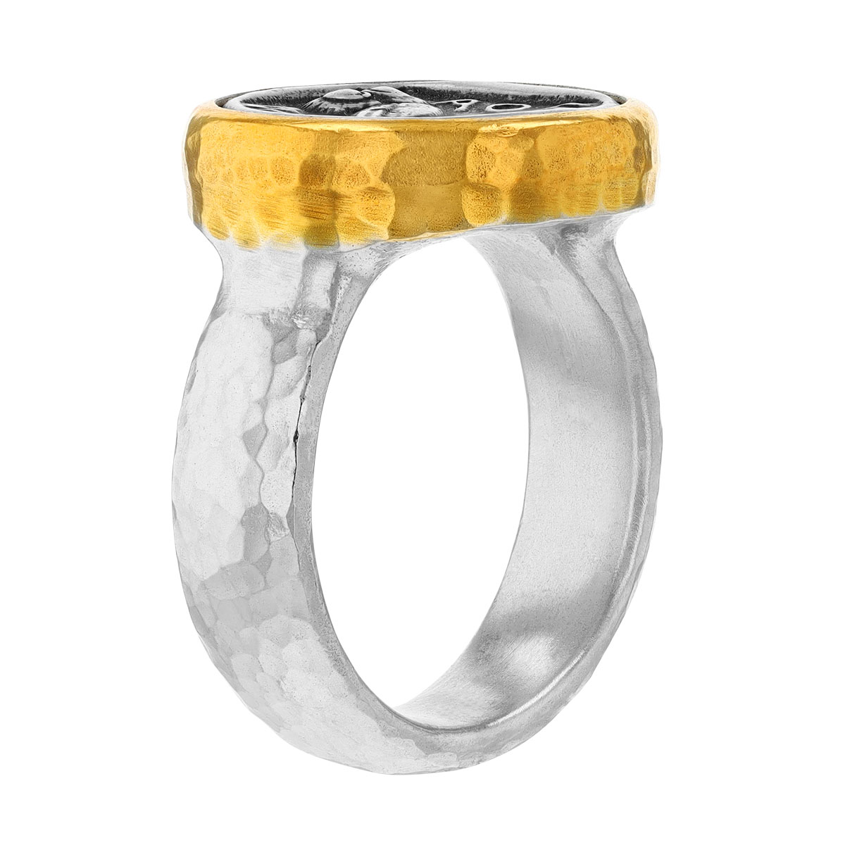 Gurhan Sterling Silver & Yellow Tone Owl Signet Ring