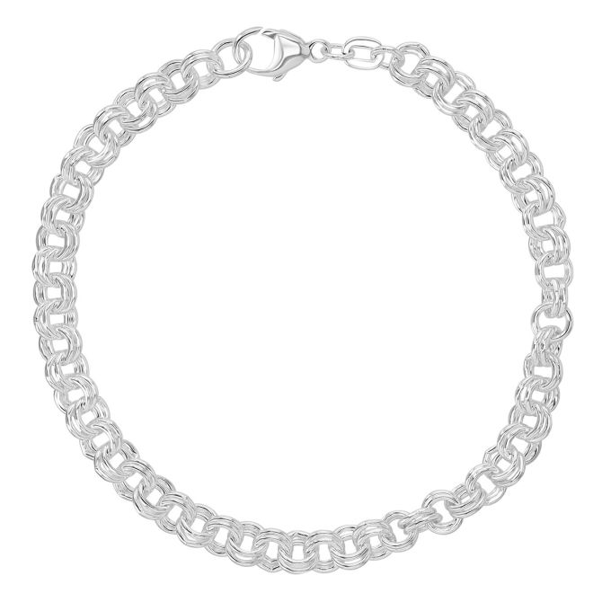 Sterling Silver 4.8 mm Double Cable Link Bracelet, 7"