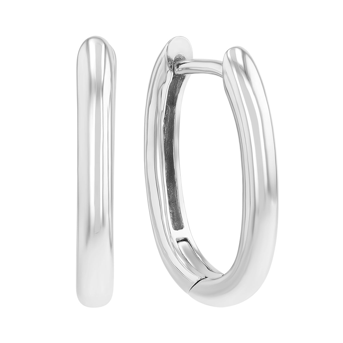 Sterling Silver Oval Huggie Hoop Earrings, 18 mm
