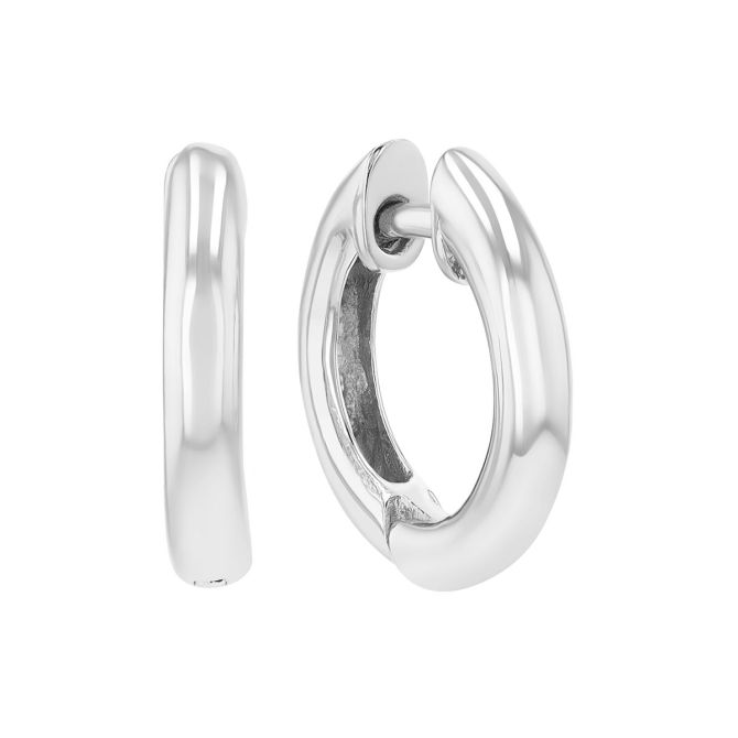 Sterling Silver Huggie Hoop Earrings, 13.5 mm