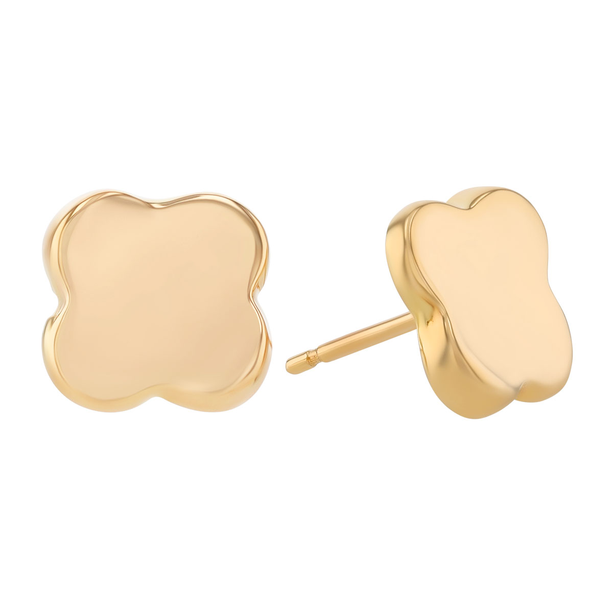 Yellow Gold Quarterfoil Stud Earrings