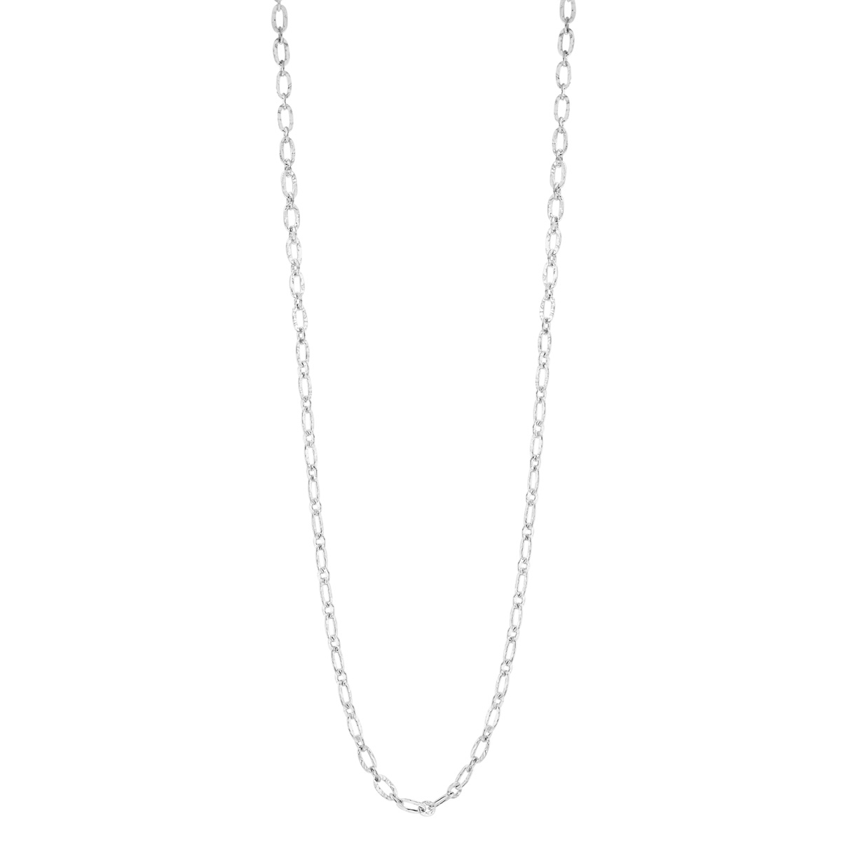 Sterling Silver Hammered Oval Link Chain Necklace, 32