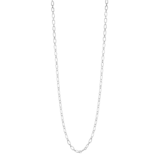 Sterling Silver Hammered Oval Link Chain Necklace, 32"