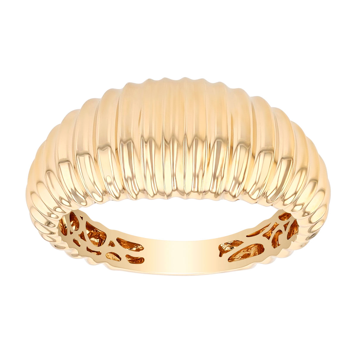 Yellow Gold Ribbed Texture Ring