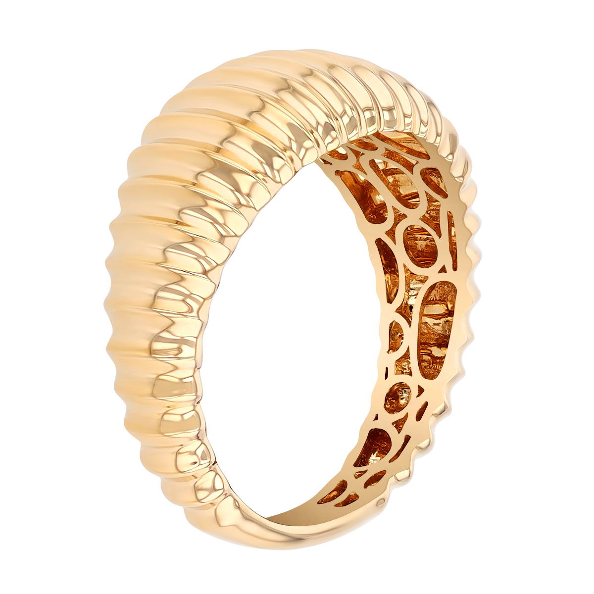 Yellow Gold Ribbed Texture Ring