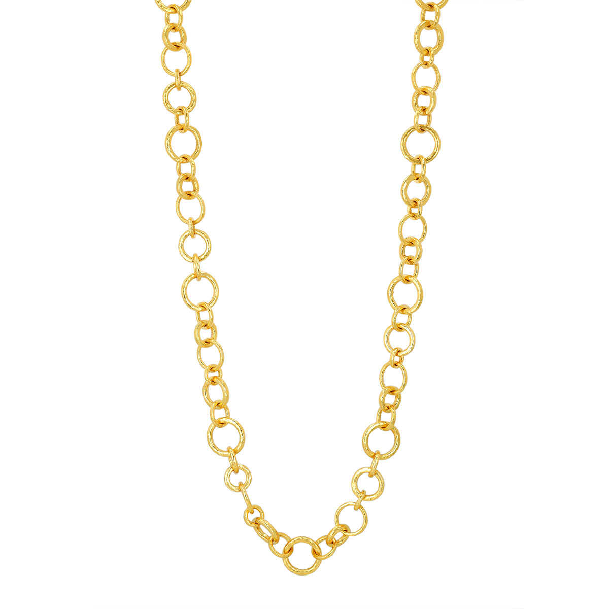 Gurhan Hoopla Yellow Gold Multi-Size Round Link Chain Necklace, 20