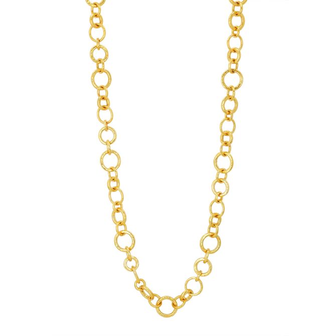 Gurhan Hoopla Yellow Gold Multi-Size Round Link Chain Necklace, 20"