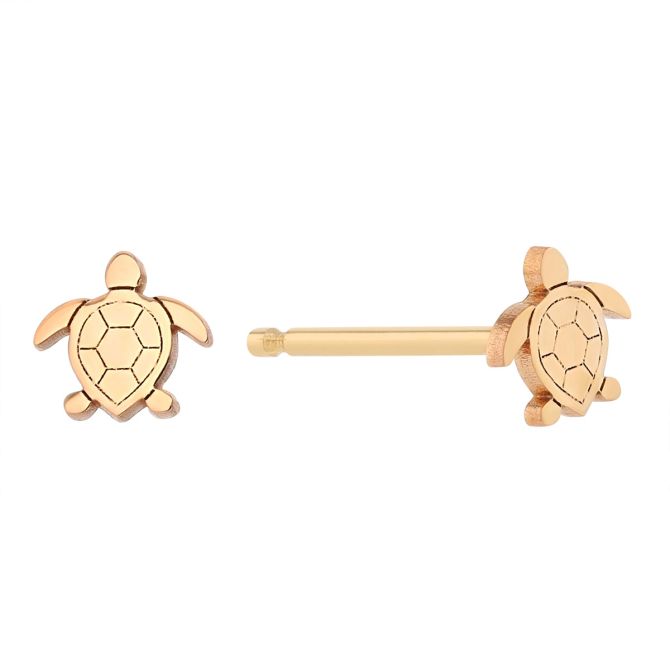 Zoe Chicco Dainty Yellow Gold Turtle Stud Earrings