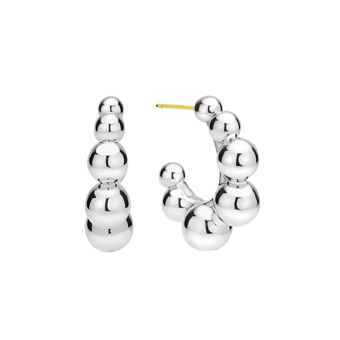 LAGOS Caviar Bubbly Sterling Silver Beaded Hoop Earrings