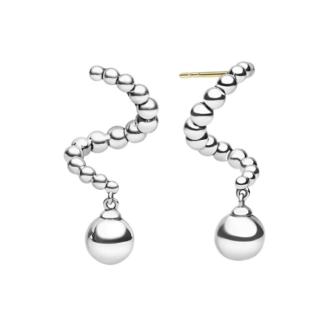 LAGOS Caviar Bubbly Sterling Silver Beaded Swirl Drop Earrings
