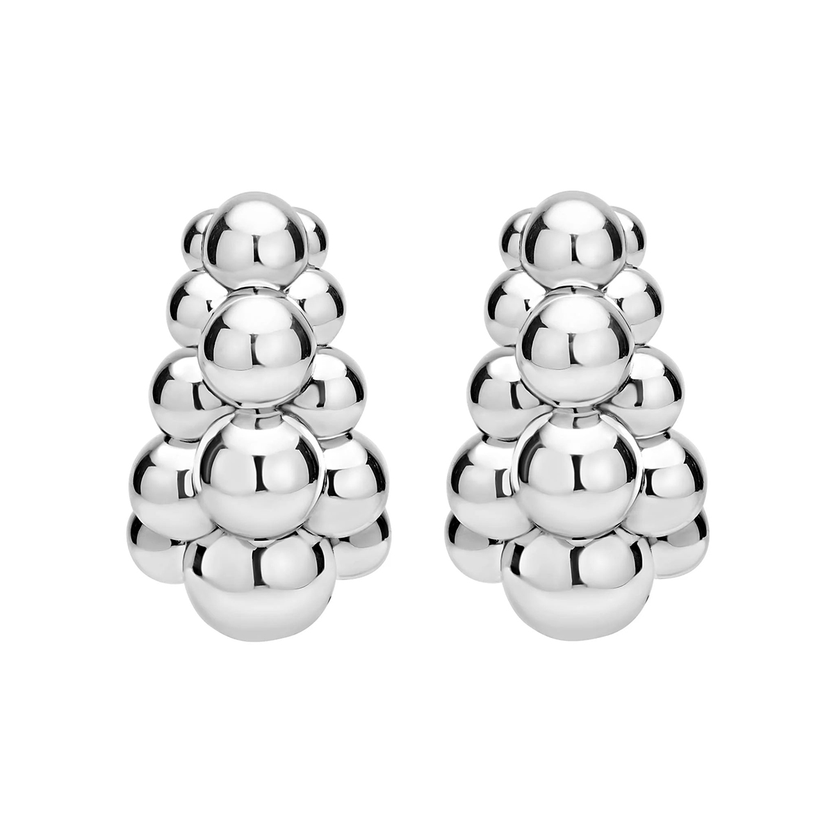 LAGOS Caviar Bubbly Sterling Silver Three Row Beaded Hoop Earrings