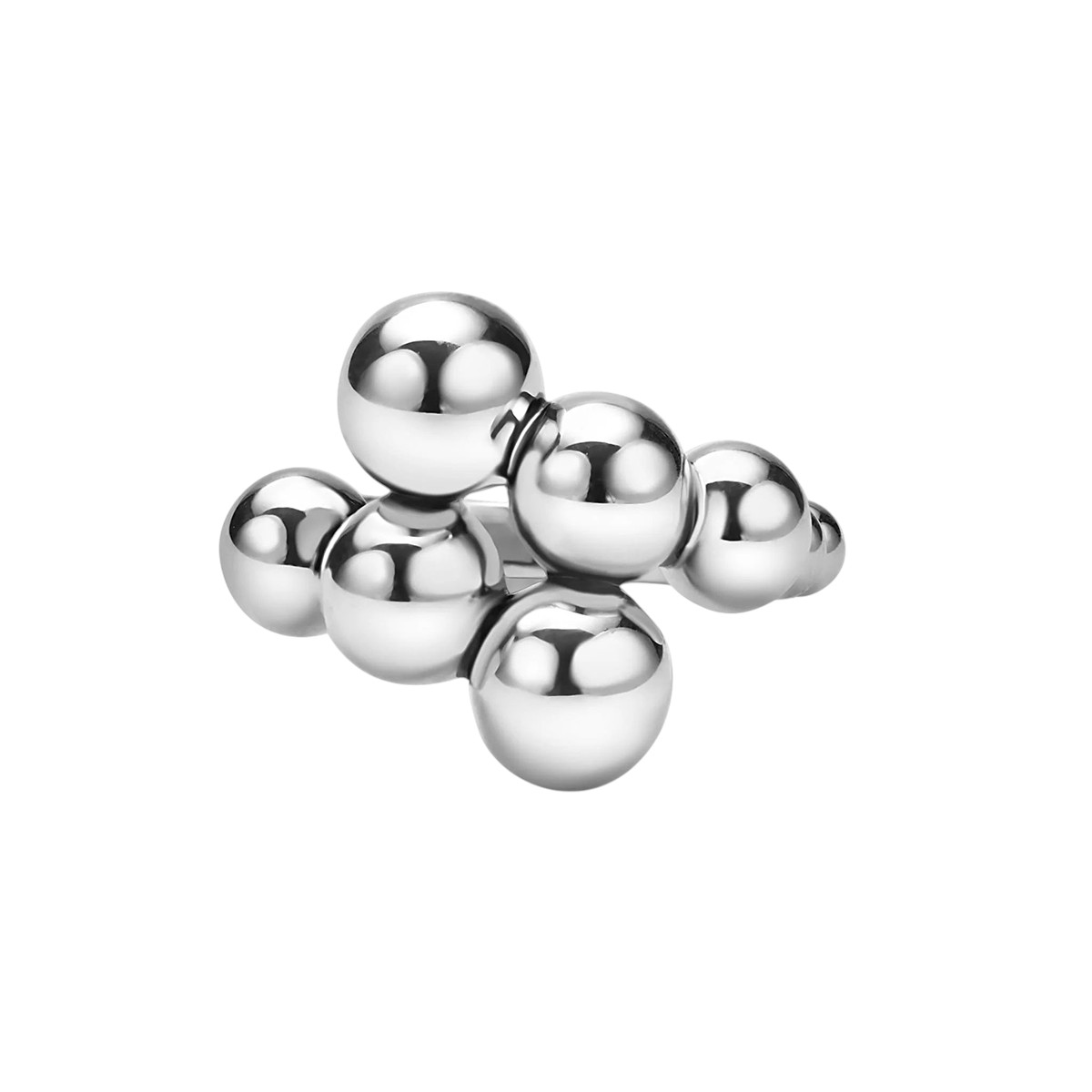 LAGOS Caviar Bubbly Sterling Silver Beaded Cross Over Ring