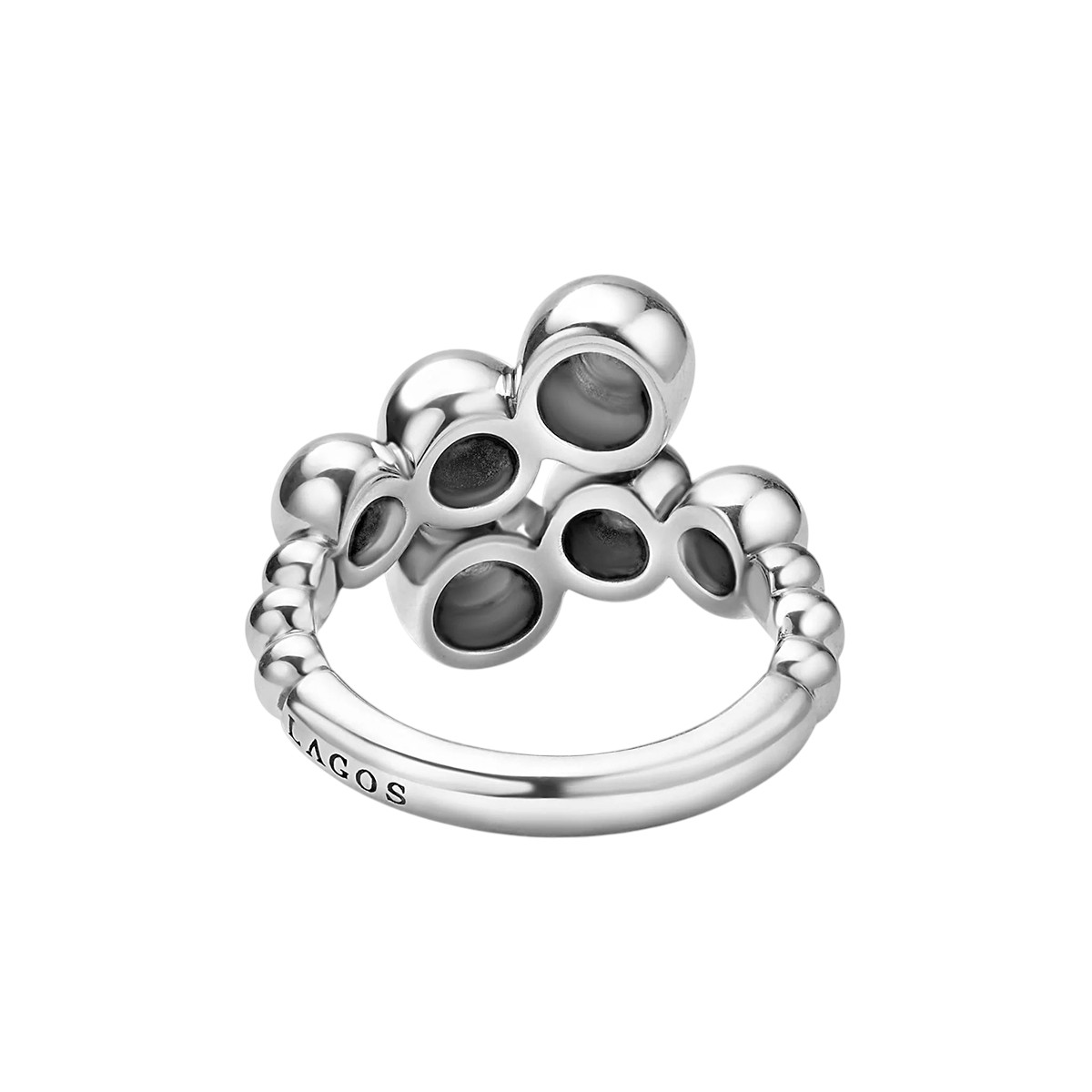 LAGOS Caviar Bubbly Sterling Silver Beaded Cross Over Ring
