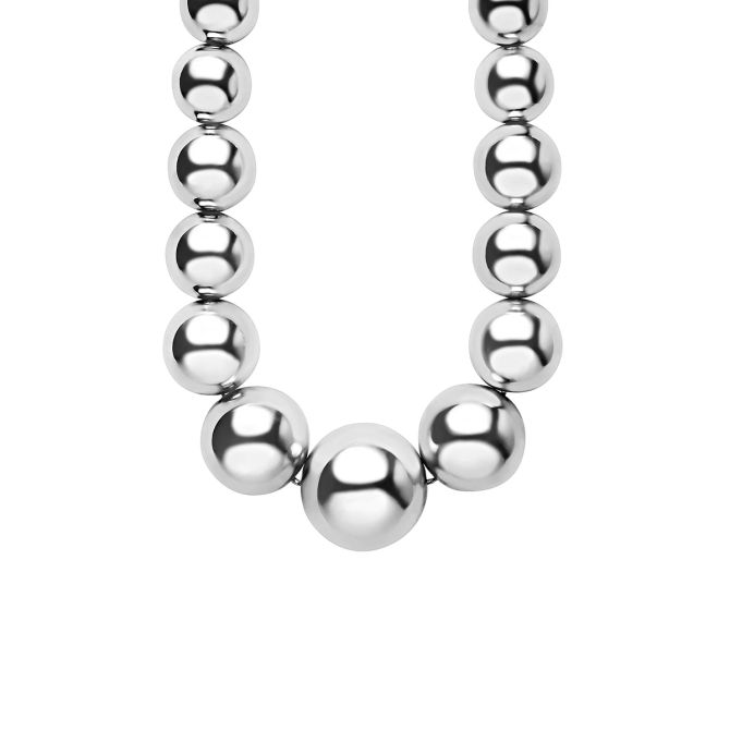 LAGOS Caviar Bubbly Large Sterling Silver Graduated Bead Necklace, 18"