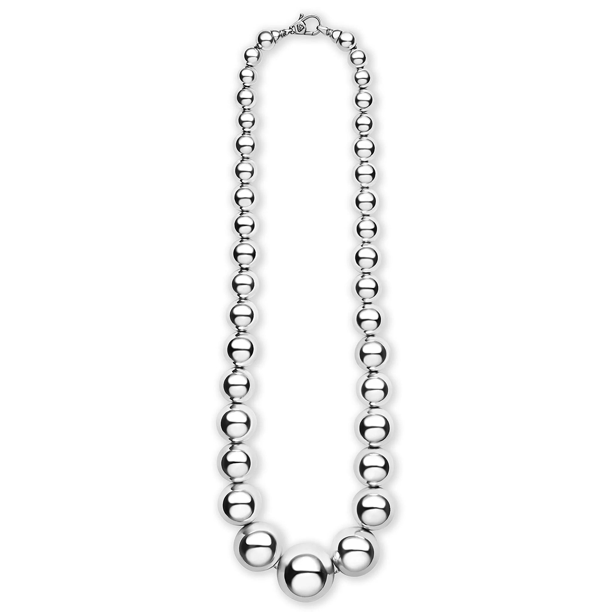 LAGOS Caviar Bubbly Large Sterling Silver Graduated Bead Necklace, 18