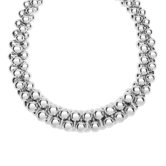 LAGOS Caviar Bubbly Sterling Silver Beaded Cluster Statement Necklace, 18"