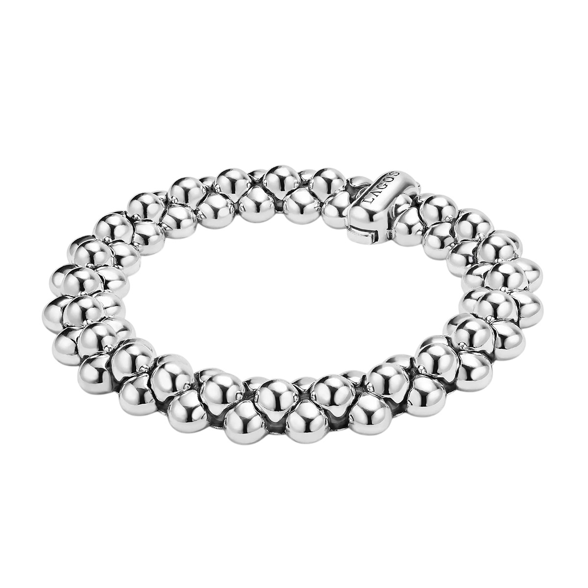 LAGOS Caviar Bubbly Sterling Silver Three Row Beaded Statement Bracelet, 7