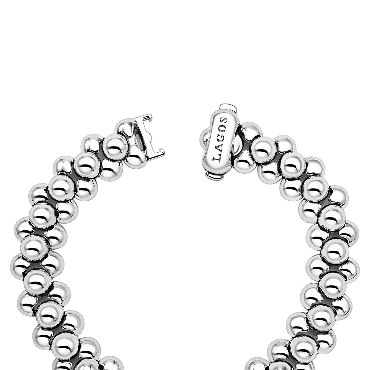 LAGOS Caviar Bubbly Sterling Silver Three Row Beaded Statement Bracelet, 7