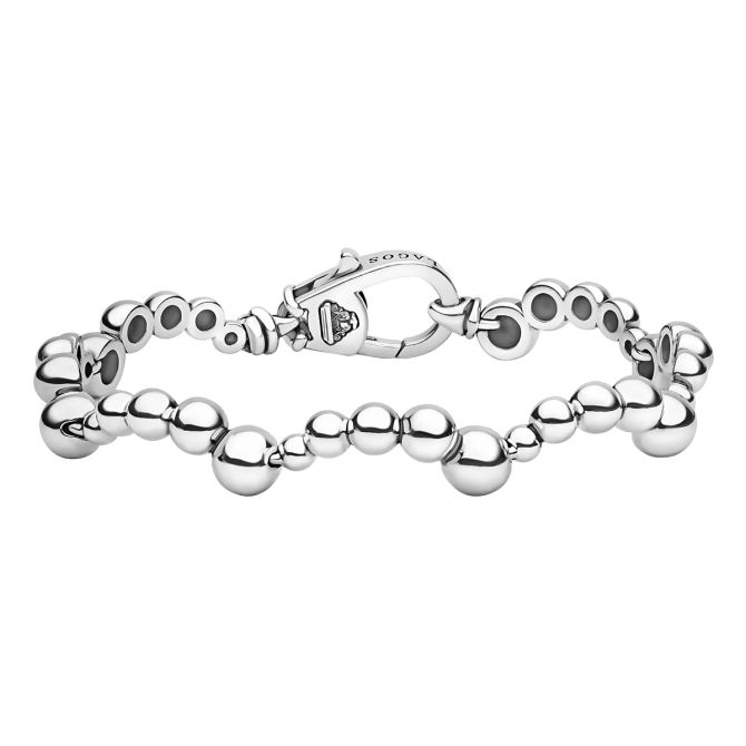 LAGOS Caviar Bubbly Sterling Silver Beaded Scalloped Bracelet, 7"