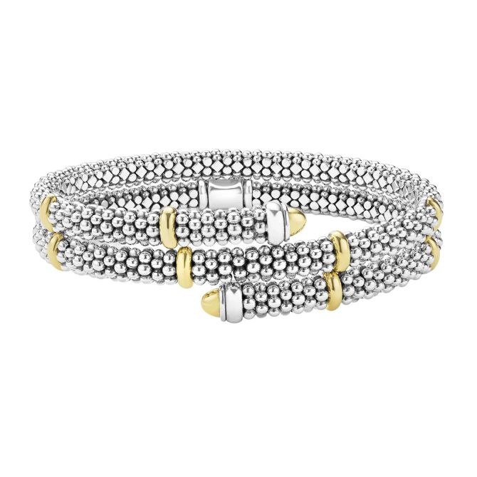 LAGOS Signature Caviar Versa Wrap Yellow Gold Station Caviar Beaded Bracelet in Sterling Silver
