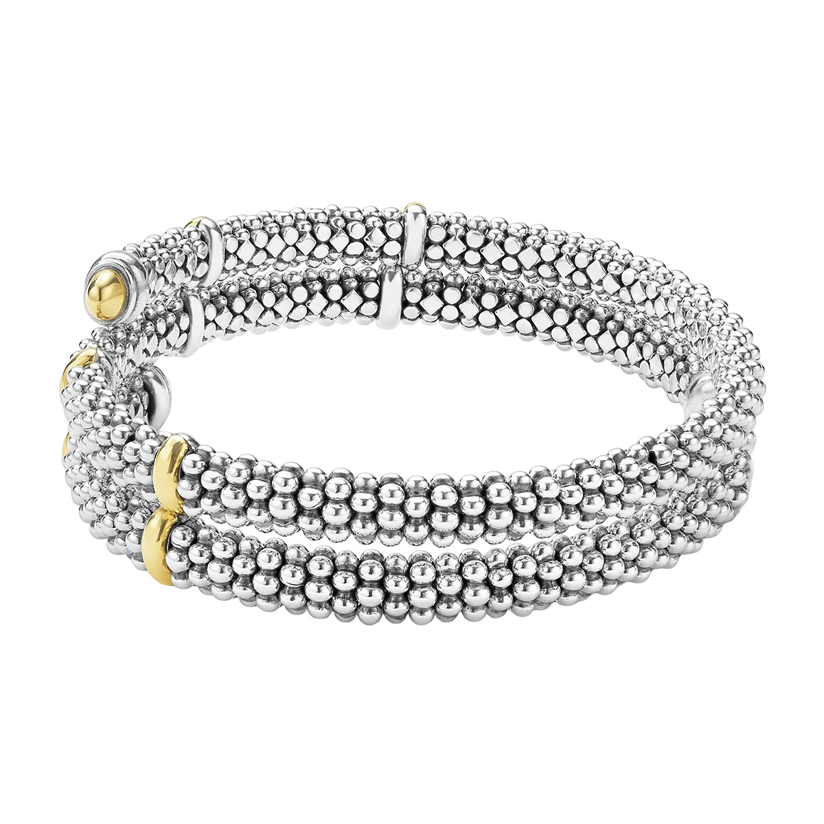 LAGOS Signature Caviar Versa Wrap Yellow Gold Station Caviar Beaded Bracelet in Sterling Silver