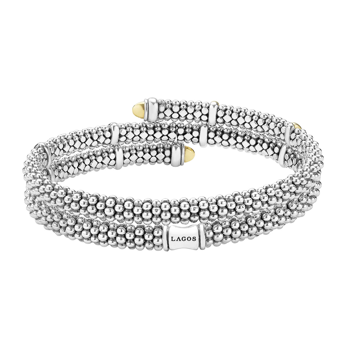 LAGOS Signature Caviar Versa Wrap Yellow Gold Station Caviar Beaded Bracelet in Sterling Silver