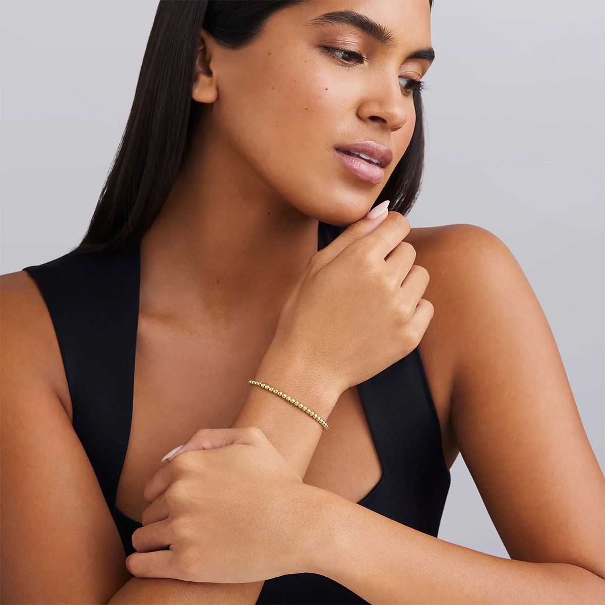 LAGOS Caviar Gold Yellow Gold Beaded Cuff Bracelet, 3 mm