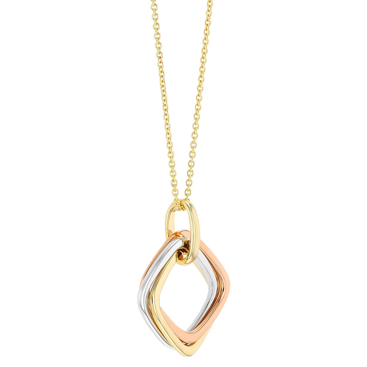 Tri Tone Crossover Square Pendant, 18