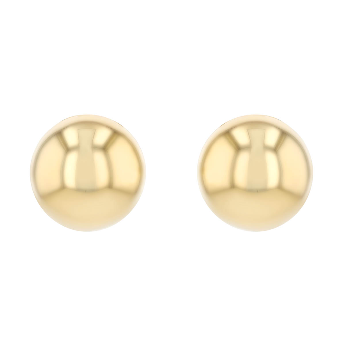 Yellow Gold Domed Button Stud Earrings, 8 mm