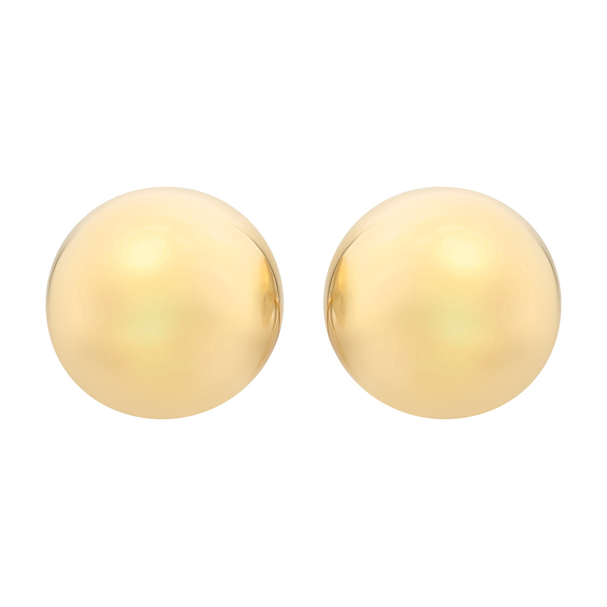Yellow Gold Domed Button Stud Earrings, 12 mm