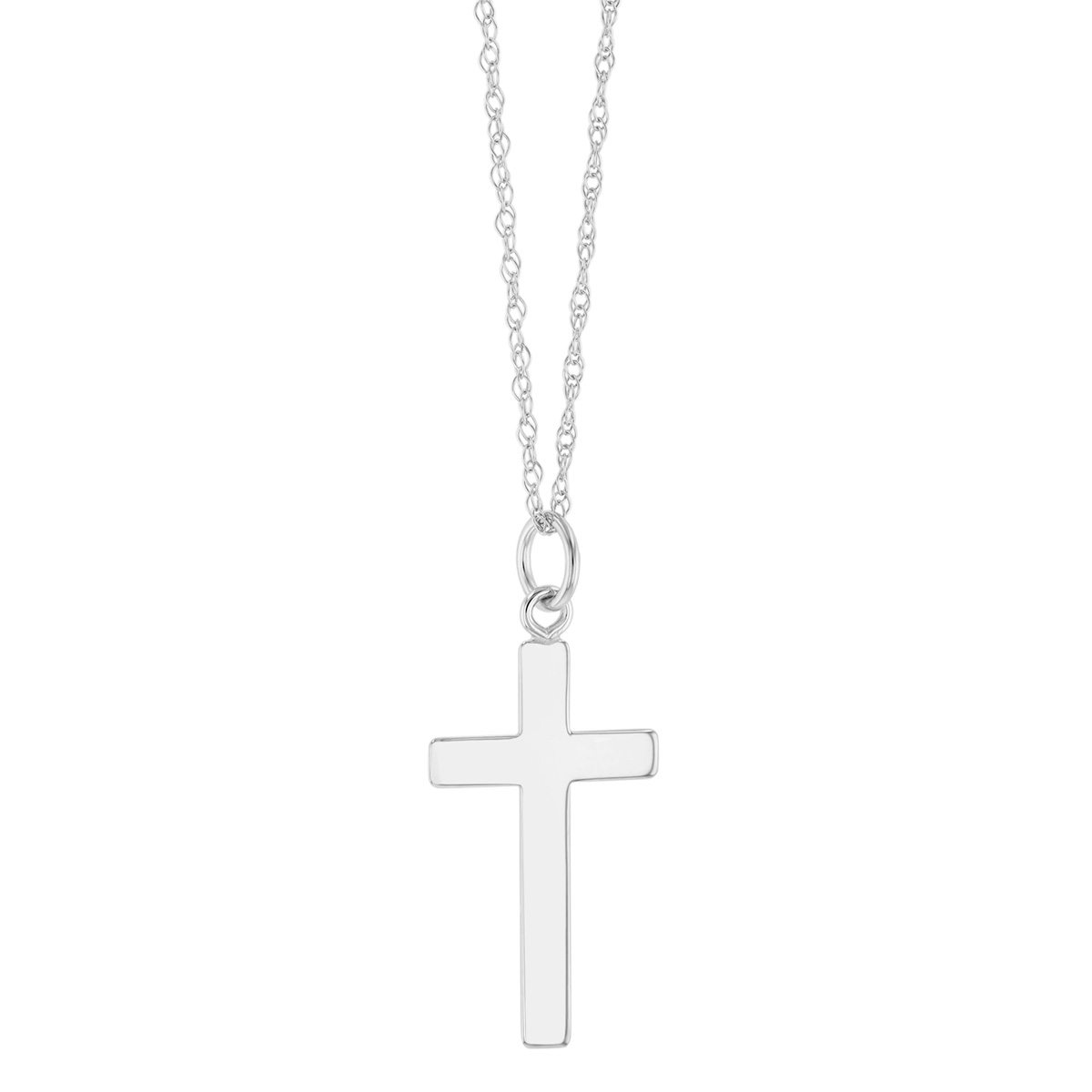 White Gold Flat Cross Pendant, 18