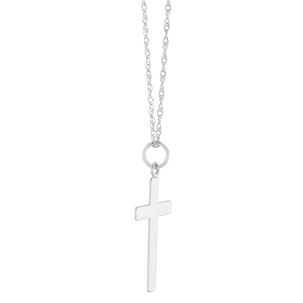 White Gold Flat Cross Pendant, 18