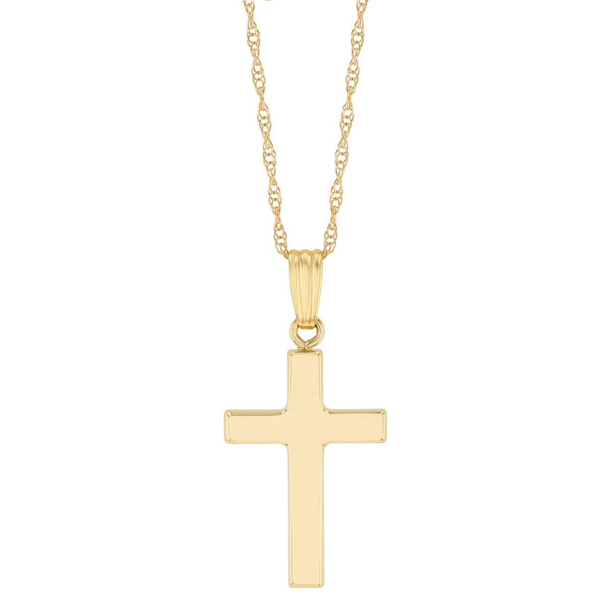 Yellow Gold Simple Cross Pendant, 18