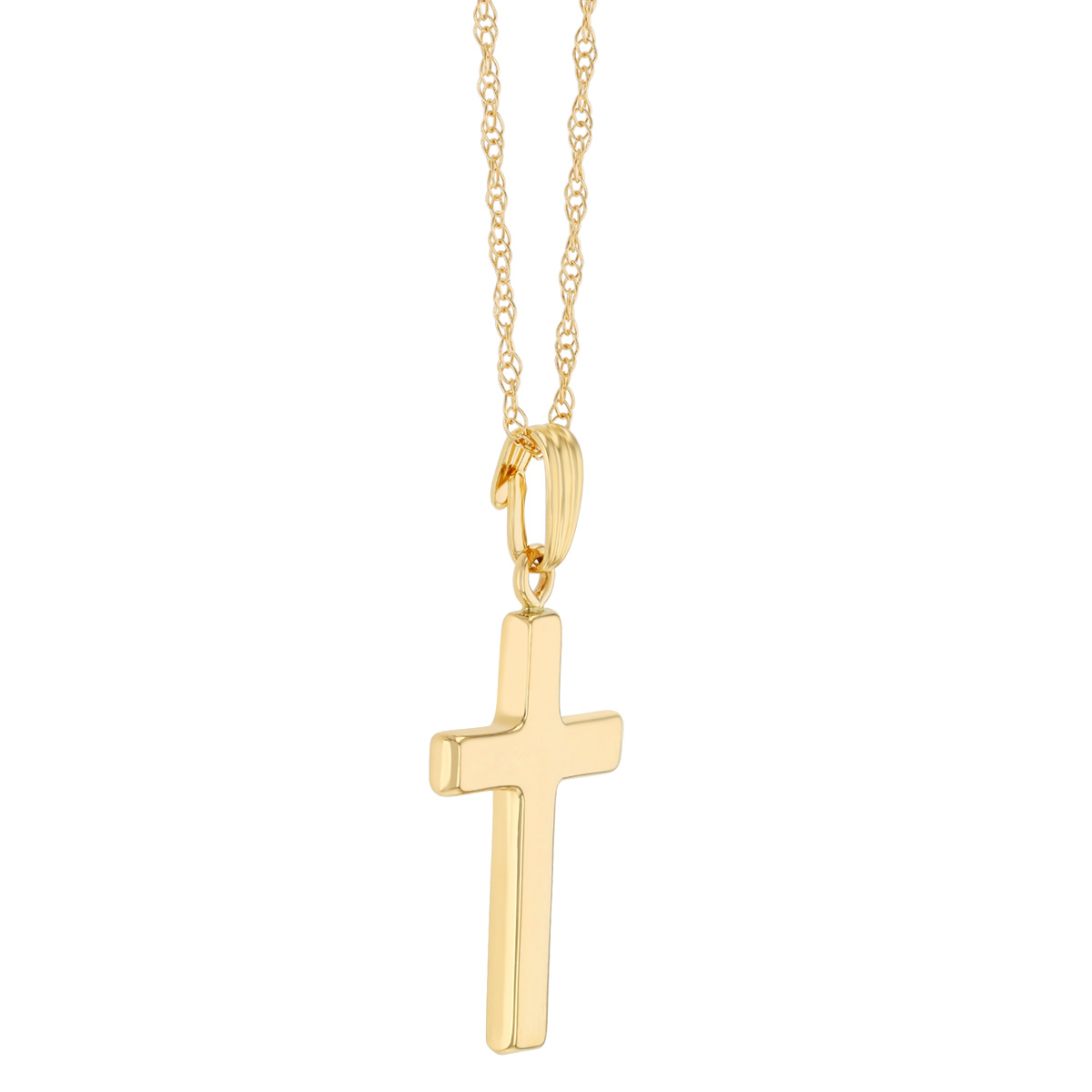 Yellow Gold Simple Cross Pendant, 18