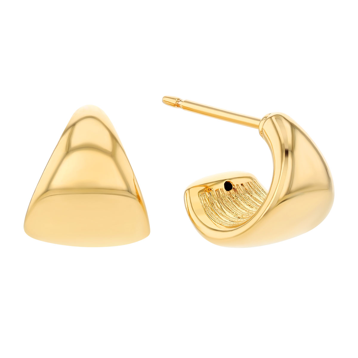 Yellow Gold Wide Tapered Huggie Hoop Earrings