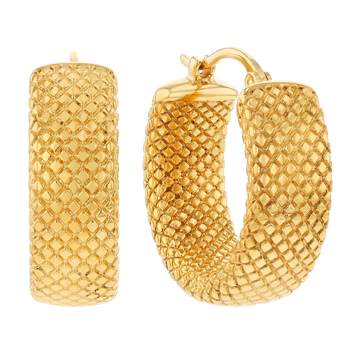 Yellow Gold Snakeskin Hoop Earrings