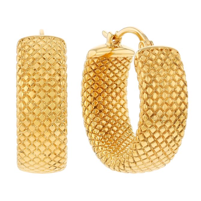 Yellow Gold Snakeskin Hoop Earrings