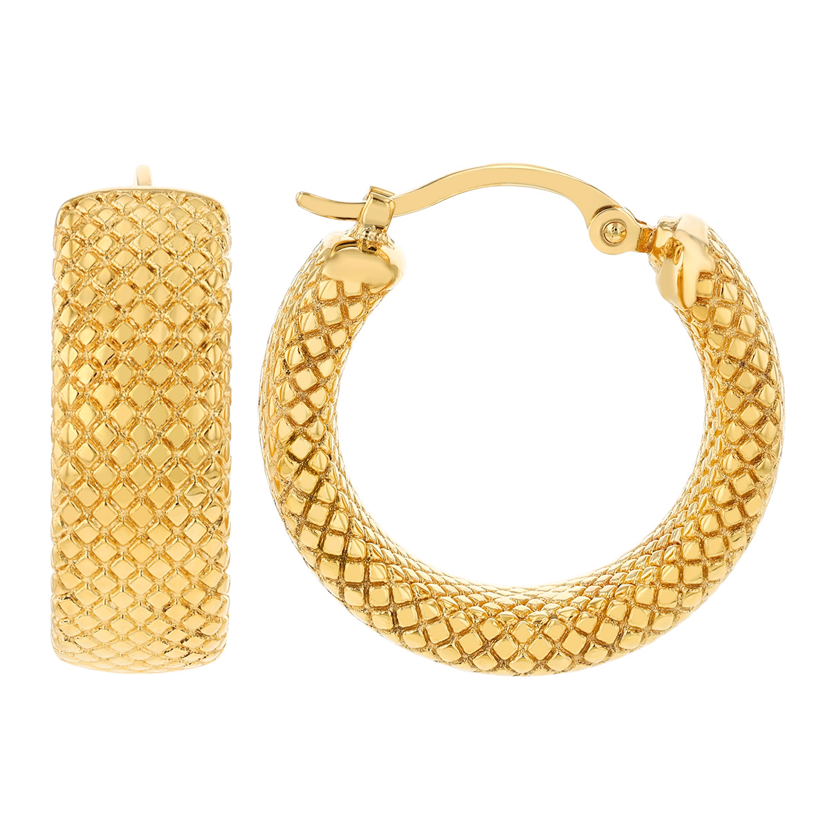 Yellow Gold Snakeskin Hoop Earrings