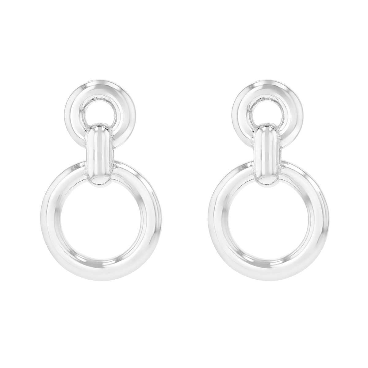 Sterling Silver Round Link Drop Earrings