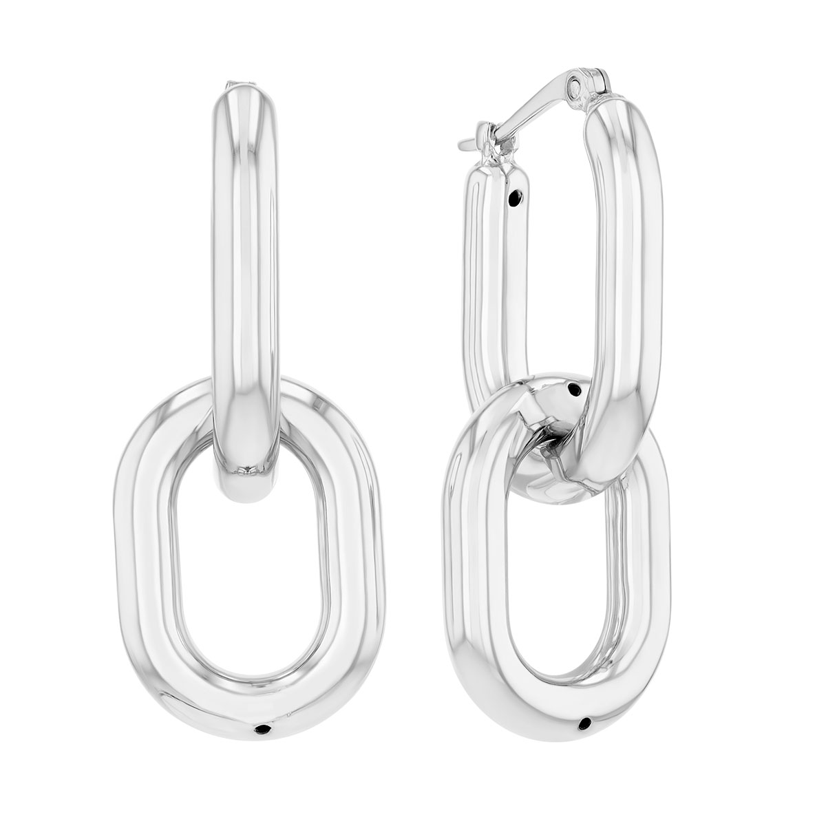 Sterling Silver Double Oval Link Dangle Earrings