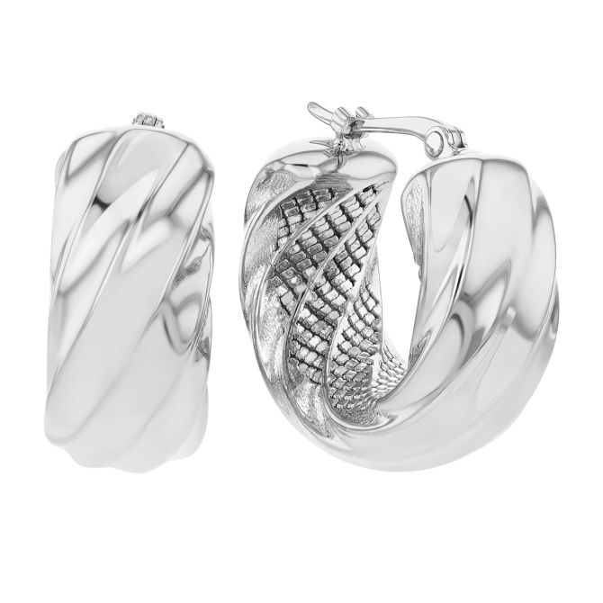 Sterling Silver Twist Huggie Hoop Earrings