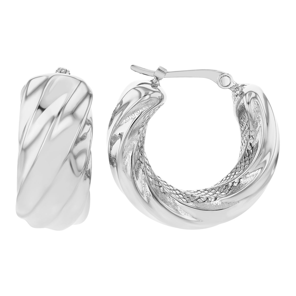 Sterling Silver Twist Huggie Hoop Earrings